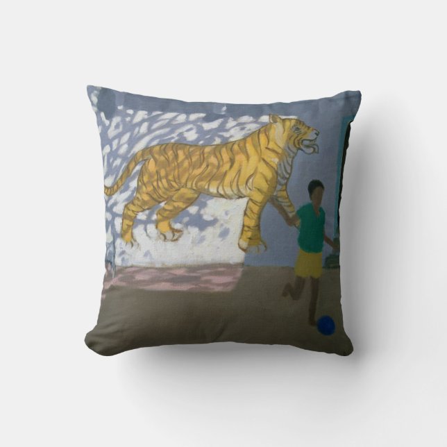 Tiger India Throw Pillow (Front)
