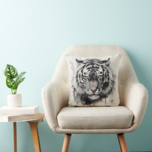 Tiger Ink Painting Throw Pillow