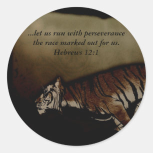 Tiger Inspirational Encouragment to Run the Race! Classic Round Sticker