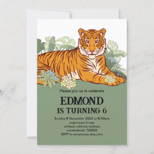 Tiger invitation boy birthday party animal jungle