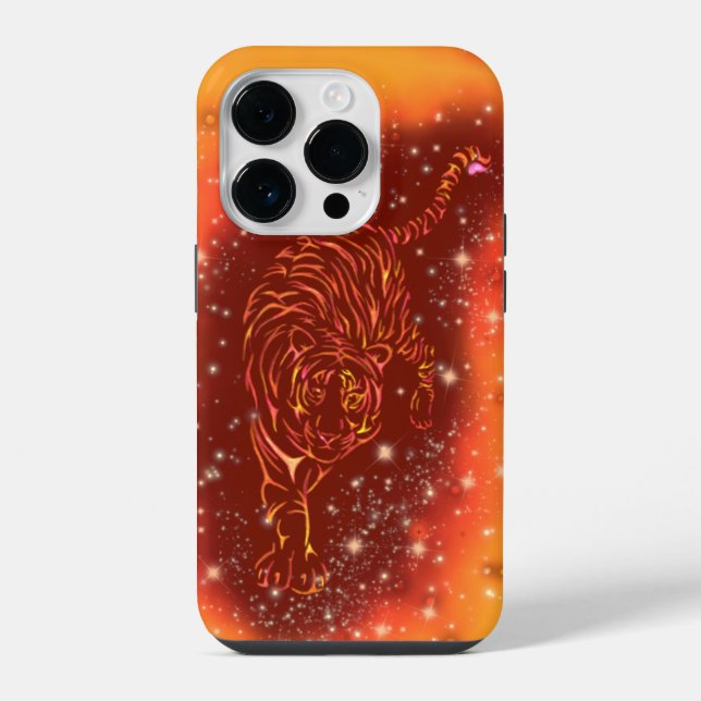 Tiger iPhone Case Running In Starry Night (Back)