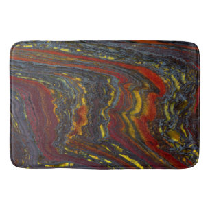 Tiger Iron In Red, Yellow, Blue Bath Mat
