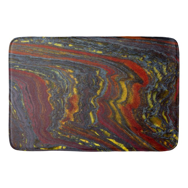 Tiger Iron In Red, Yellow, Blue Bath Mat (Front)