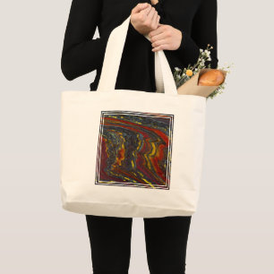 Tiger Iron In Red, Yellow, Blue Large Tote Bag