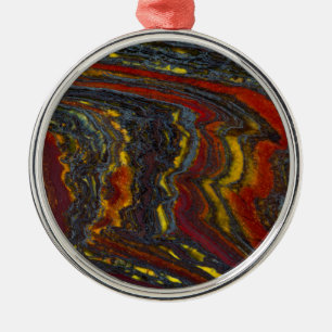 Tiger Iron In Red, Yellow, Blue Metal Ornament