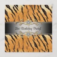 Tiger Jewel 21st Birthday Invitation Tiger 21