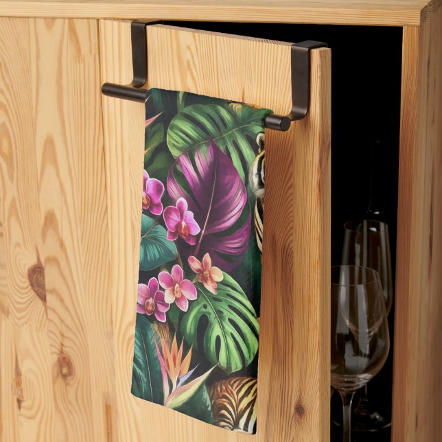 Tiger Jungle Dreams Seamless Surface Pattern Kitchen Towel (Thirds Fold)