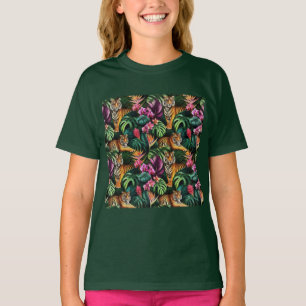 Tiger Jungle Dreams Seamless Surface Pattern T-Shirt