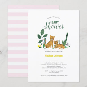 Tiger Jungle Girl Animal   Baby Shower Card