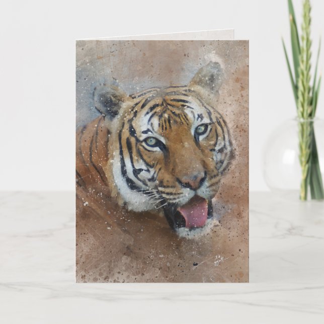 Tiger Jungle Safari Artwork All Occasion Blank Holiday Card (Front)