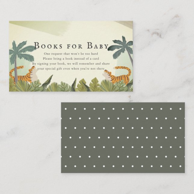 Tiger Jungle Safari Baby Shower Book Request Enclosure Card (Front/Back)