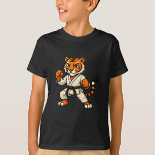 Tiger Karate Funny Black Belt Boys Girls Kids T-Shirt