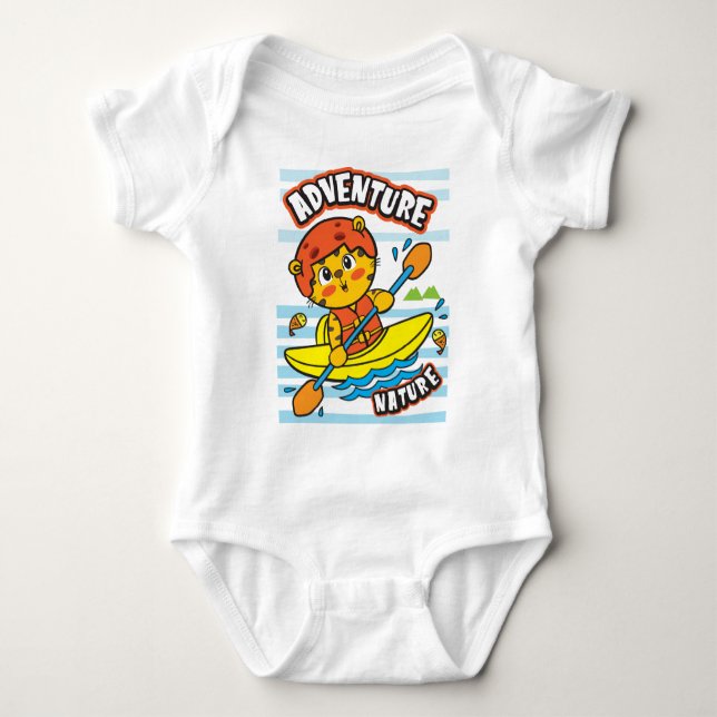 Tiger kayaking  baby bodysuit (Front)