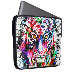Tiger Laptop Case Colourful Drawing Abstract Art
