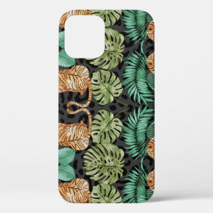 Tiger Leaves: Watercolor Jungle Seamless. iPhone 12 Case