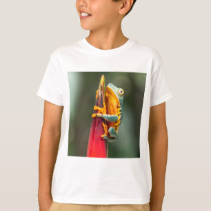 Tiger Legged Monkey Tree Frog Green Orange T-Shirt