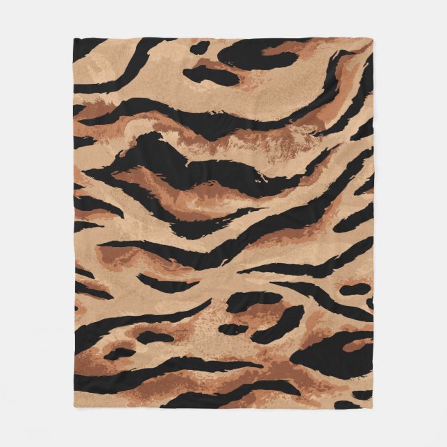 Tiger Leopard: Animal Skin Seamless Fleece Blanket (Front)