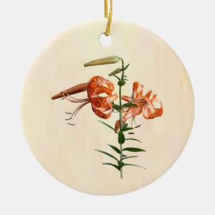 Tiger Lilies And Buds Ceramic Ornament