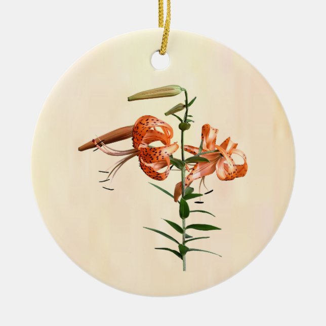 Tiger Lilies And Buds Ceramic Ornament (Front)