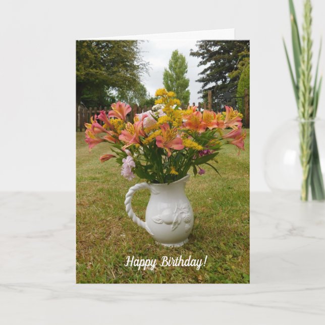 Tiger Lilies Birthday Vase Card (Front)