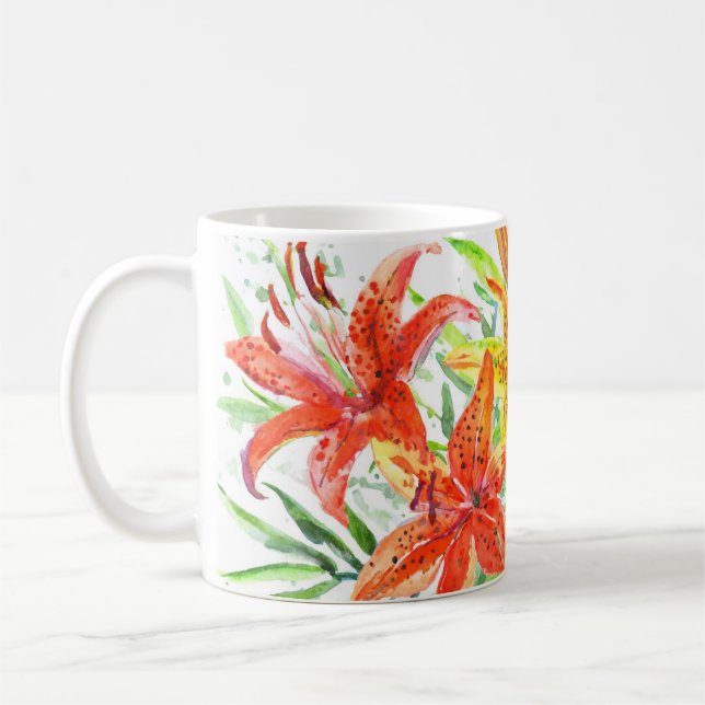 Tiger lilies flowers mug (Left)
