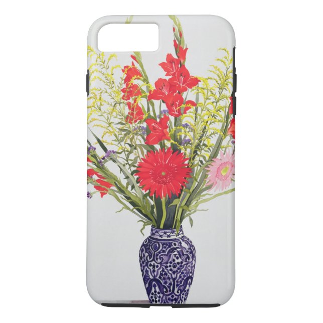 Tiger Lilies Gladioli and Scabious in a Blue Case-Mate iPhone Case (Back)