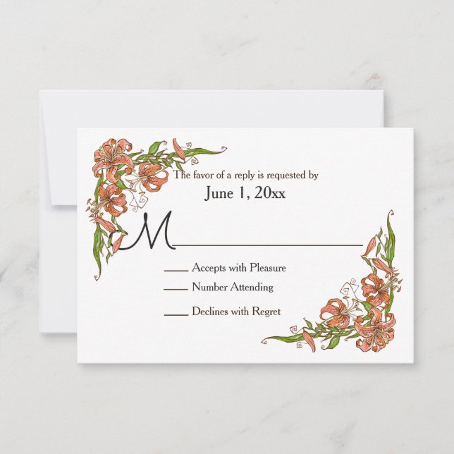 Tiger Lilies Wedding RSVP (Front)