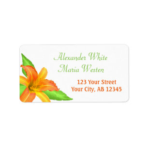 Tiger Lily and Green Summer Return Address Labels