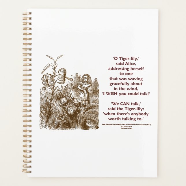 Tiger-Lily Can Talk Worth Talking To Wonderland Planner (Front)