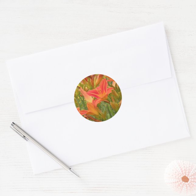 Tiger Lily Classic Round Sticker (Envelope)
