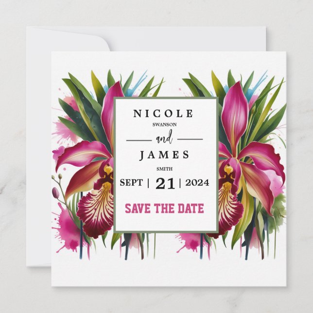 Tiger Lily Elegant Floral Save The Date (Front)