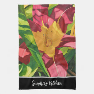 Tiger Lily Floral Kitchen Towel