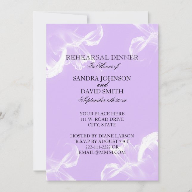 Tiger Lily Floral Wedding Rehearsal Invitation (Front)