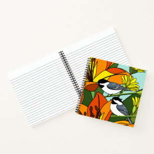 Tiger Lily Flowers and Chickadee Notebook