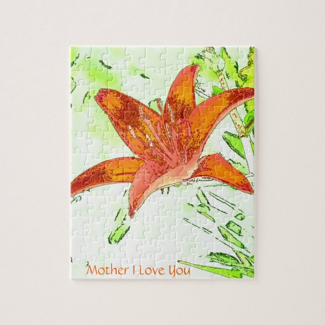 Tiger Lily Mother I Love You Puzzle (Vertical)