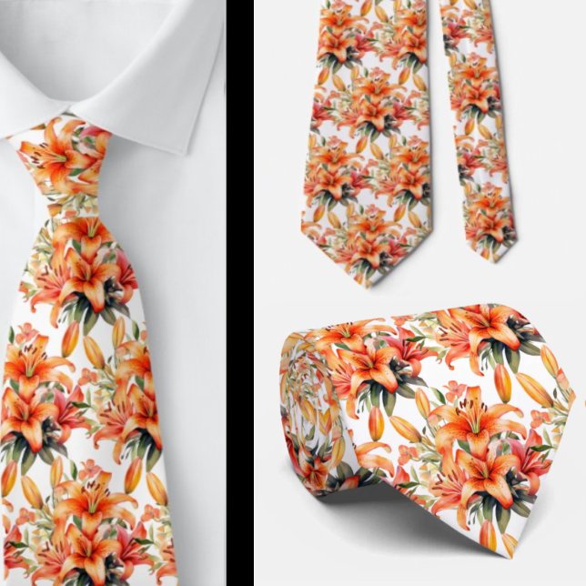 Tiger Lily Orange Stargazer Lily Lilies Tie (Creator Uploaded)