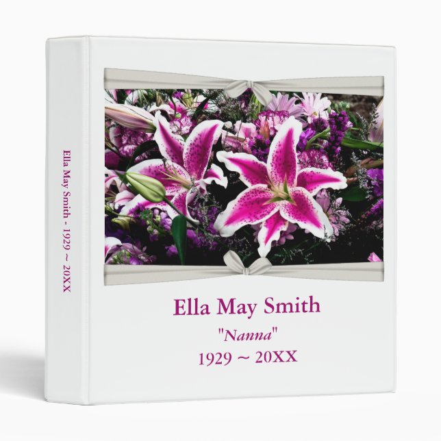 Tiger Lily Pink & White Photo Album Binder (Front/Spine)
