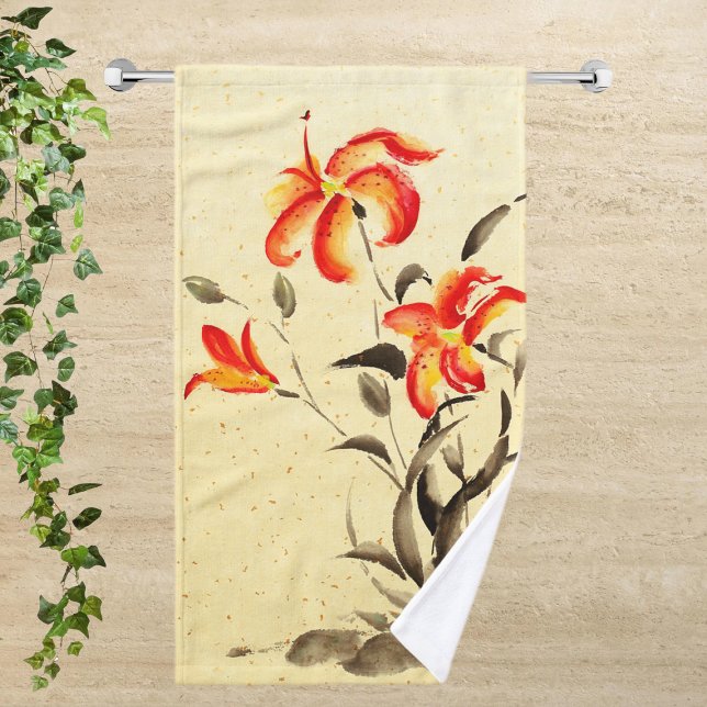 Tiger Lily - red Hand Towel (Creator Uploaded)