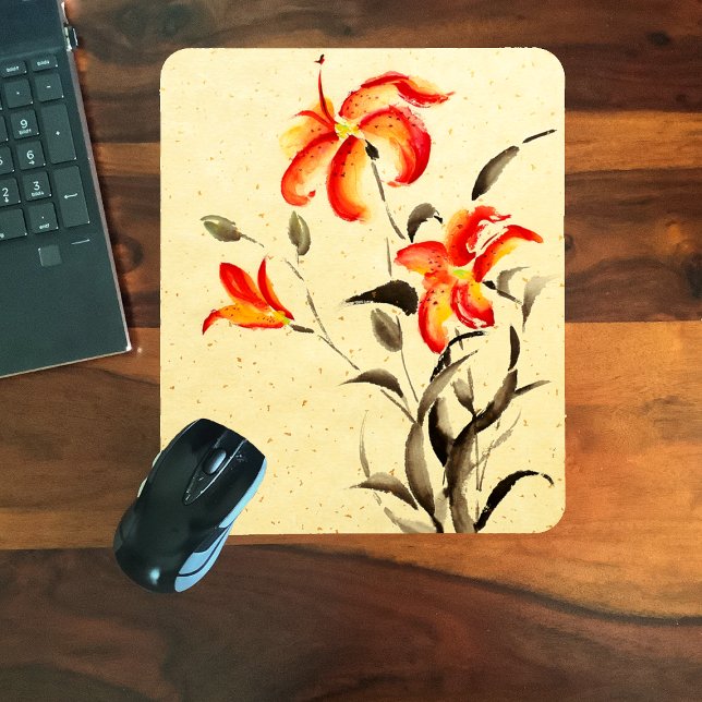 Tiger Lily - red Mouse Pad (Creator Uploaded)