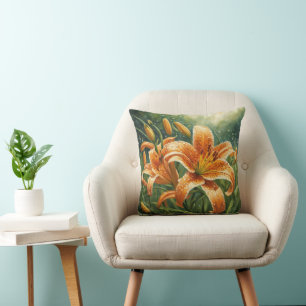 Tiger Lily Symbolism Throw Pillow
