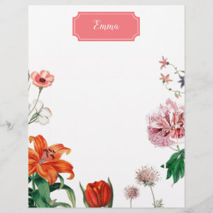 Tiger lily, tulip floral letterhead