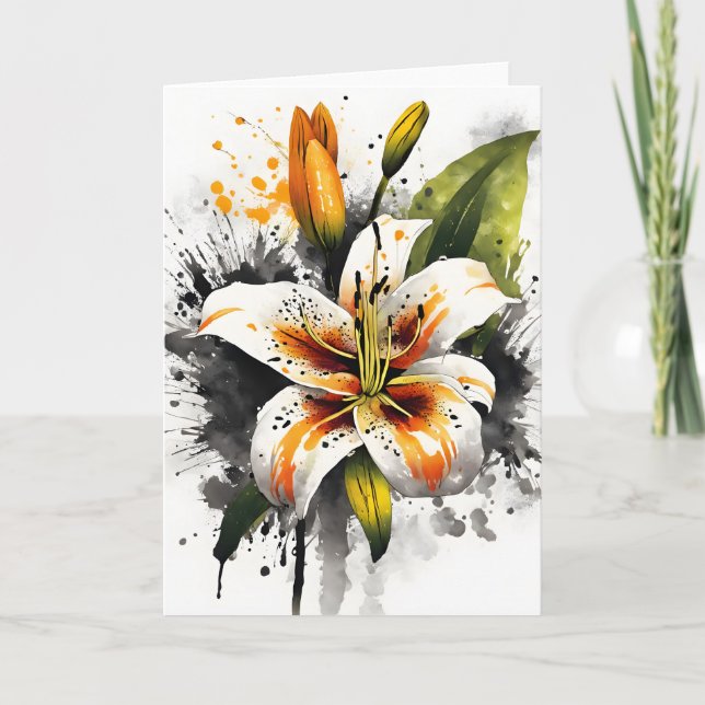 Tiger Lily - Watercolor flowers Card (Front)