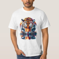 Tiger looking at Reflection in Water