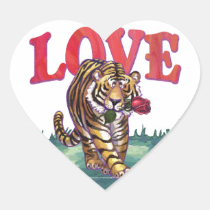 Tiger Love Heart Stickers