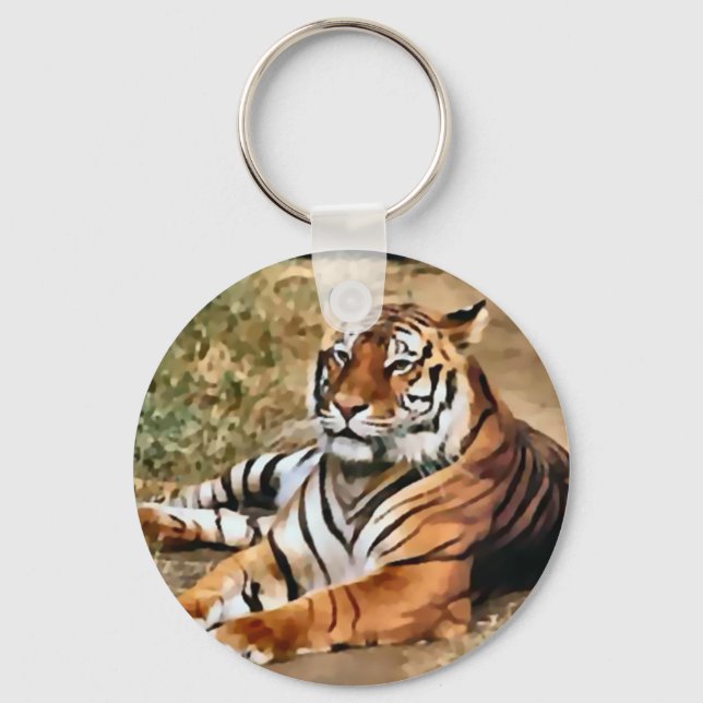 Tiger Lovers Art Gifts Keychain (Front)