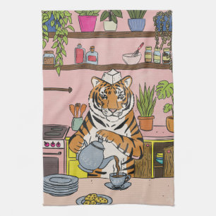 Tiger Making Tea Kitchen Towel