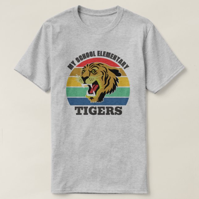 Tiger Mascot School Customizable Template T-Shirt (Design Front)