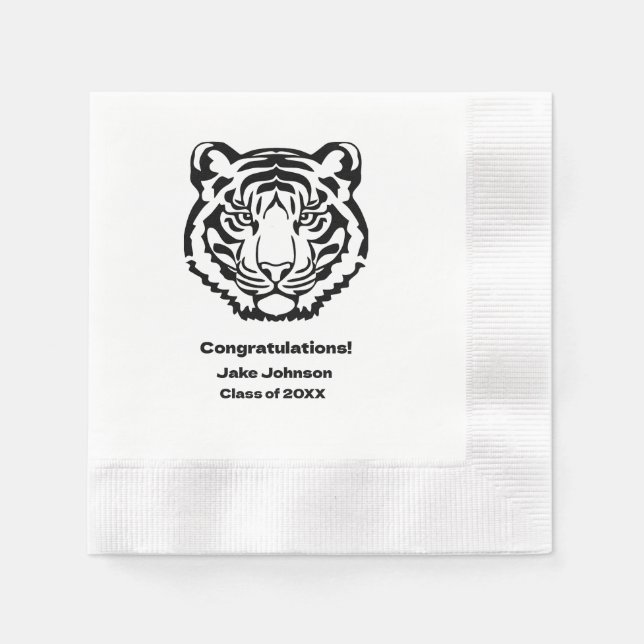 Tiger Mascot Themed Graduation Napkins Reunion (Front)
