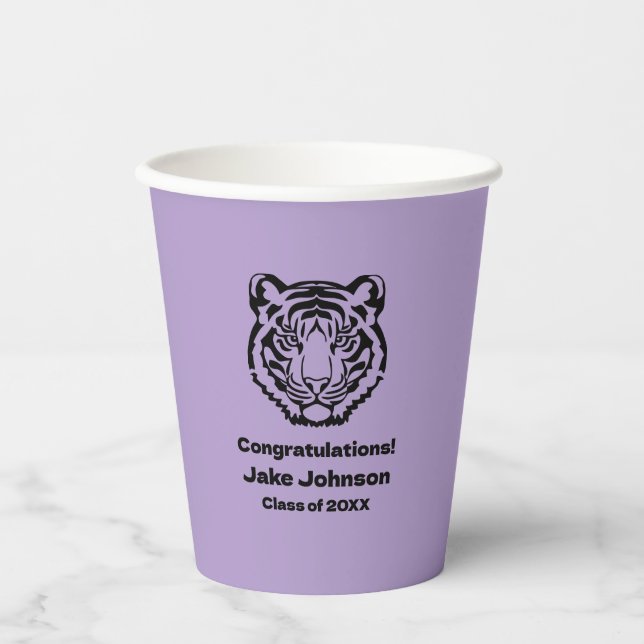 Tiger Mascot Themed Graduation Paper Cups Reunion (Front)