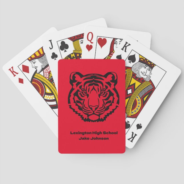 Tiger Mascot Themed Personalized Playing Cards (Back)